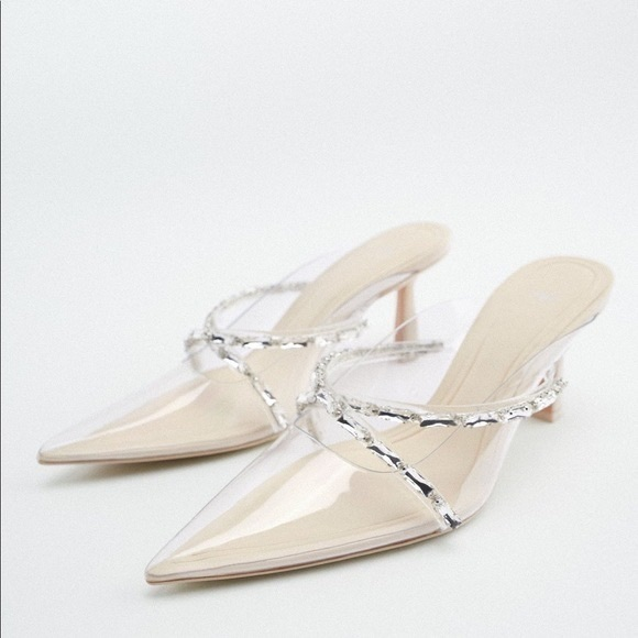 Zara Shoes - ZARA RHINESTONE HEELED‎ VINYL MULES